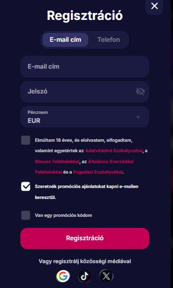Csatlakozz közösségi médiával vagy töltsd ki űrlapot 